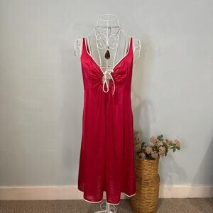 Stunning vintage 70s red tie front slip dress